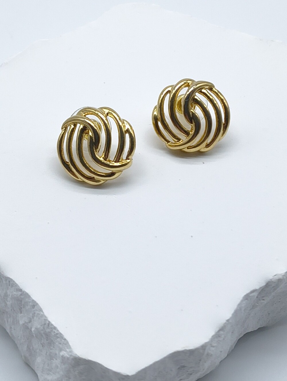 Vintage Monet Open Swirl Knot Stud Earrings